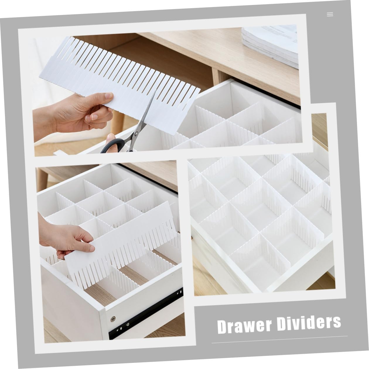 Divisori Organizer 10 Pezzi in Plastica per Cassetti Bianco Pratici e Facili da Usare per Conservare per Casa Biancheria e Asciugamani