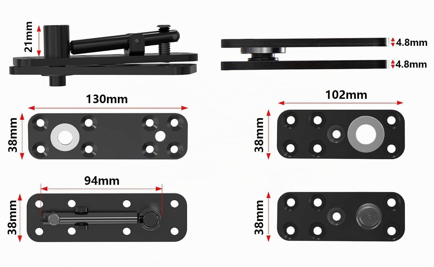 Cerniera per Porte Nascoste, Sistema di Cerniere a Bilico Rotazione a 360°, Cerniere Invisibili Portata di 280 kg Acciai Inossidabili, per Porte Segrete, Librerie, in Legno Pesanti