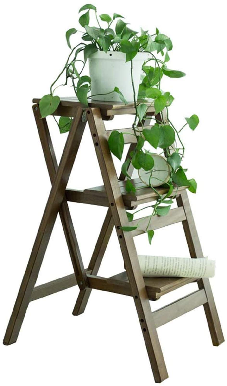 Escabeau en bois pliant 3 niveaux pour adulte hauteur 75cm marchepied maison