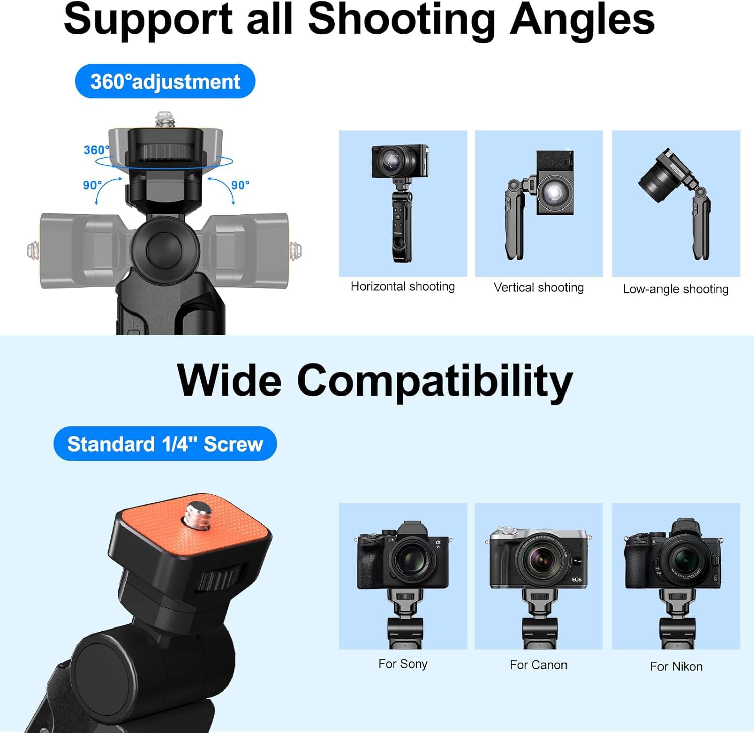 Newmowa Camera Tripod with Detachable Remote for Sony ZV-1, Canon EOS R, Nikon Z50