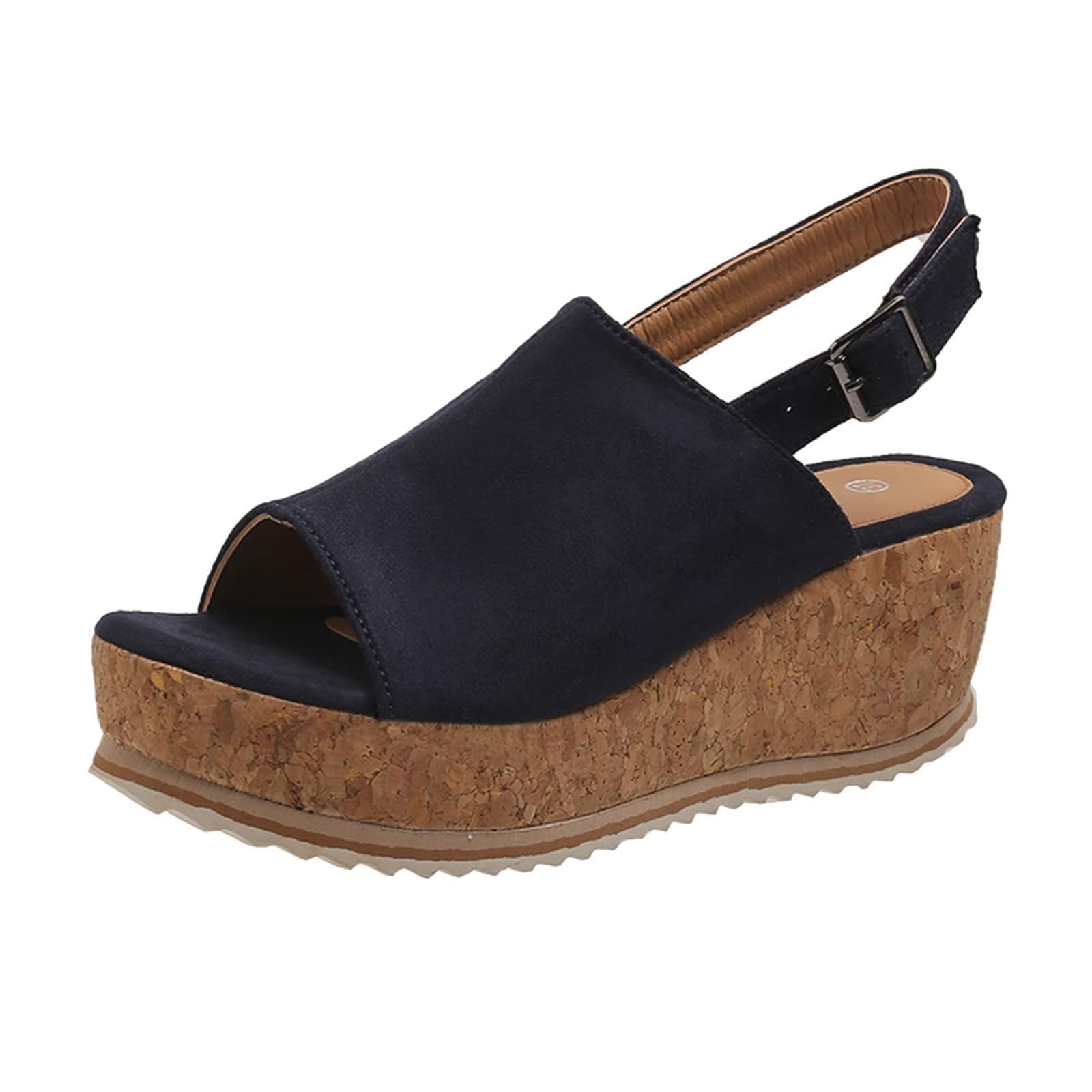 Sandali Donna Platform Wedge Peep Toe Slingback Cork Scarpe da Spiaggia | Donna Estate Casual Tacchi Fibbia Sandali Slip On Platform Slides Sandali Scarpe Passeggiata Dressy Beach
