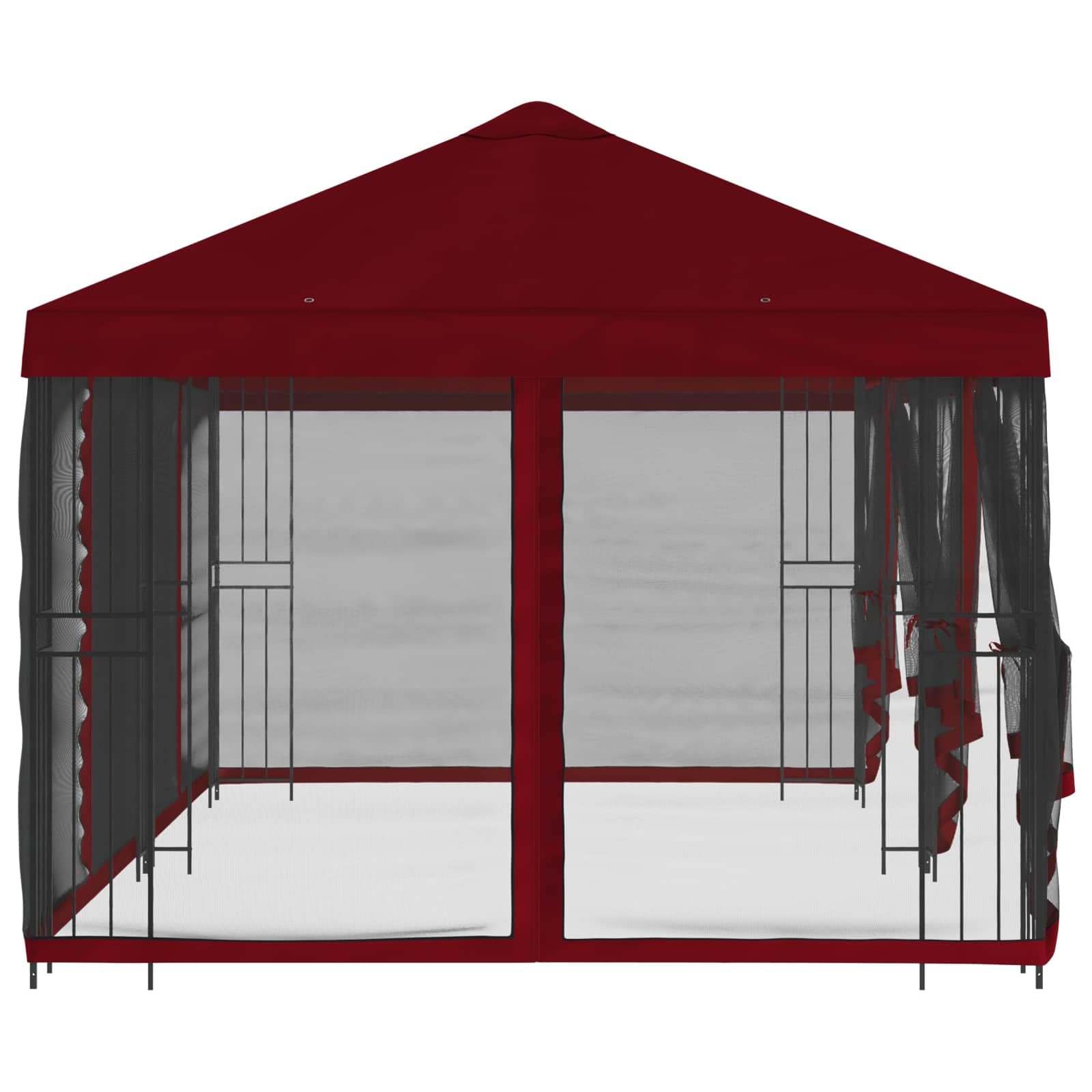 Pawilon ogrodowy zestaw z 2 pawilonami, 6 x 3 m bordowy czerwony, zadaszenie 600,5 x 300,5 cm, 14 ścian bocznych z siatki z zapięciem na rzepy, poliester i stal, wodoodporny