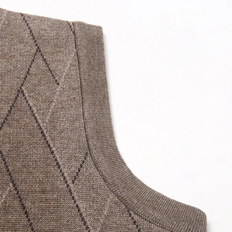 Dninmim Men's Thickened Casual Sweater Vest Striped Sleeveless Warm V-Neck Tank Top Waistcoat 7