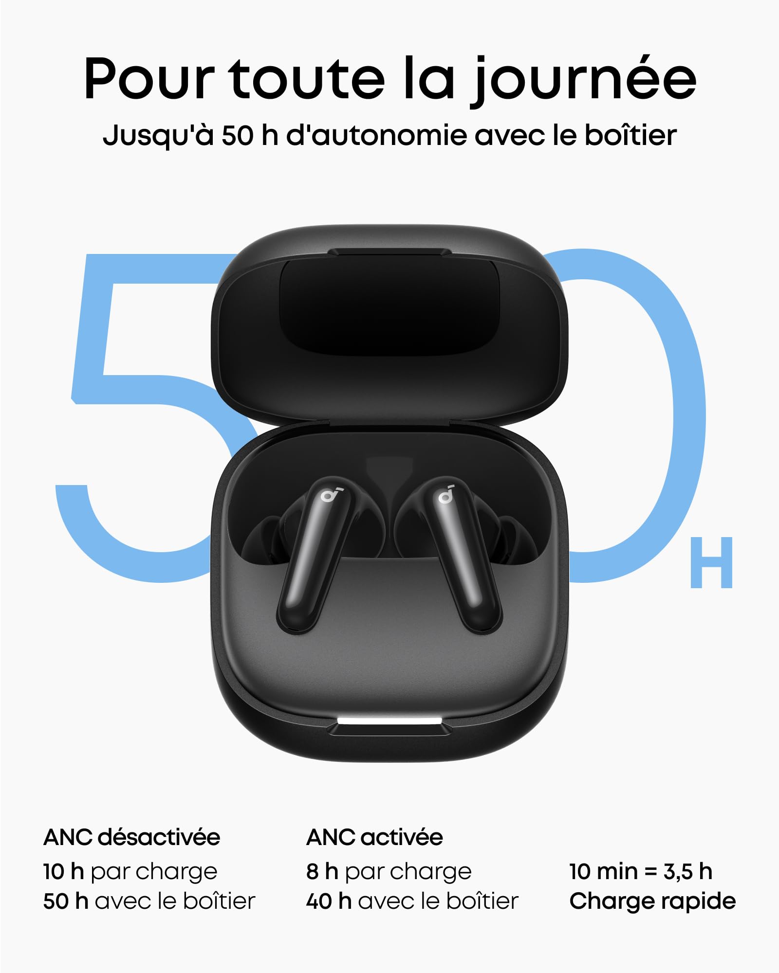 Soundcore P31i par Anker, Annulation du Bruit adaptative en Temps réel, Son Haute résolution, écouteurs Bluetooth sans Fil, Traduction, 50 h d'autonomie