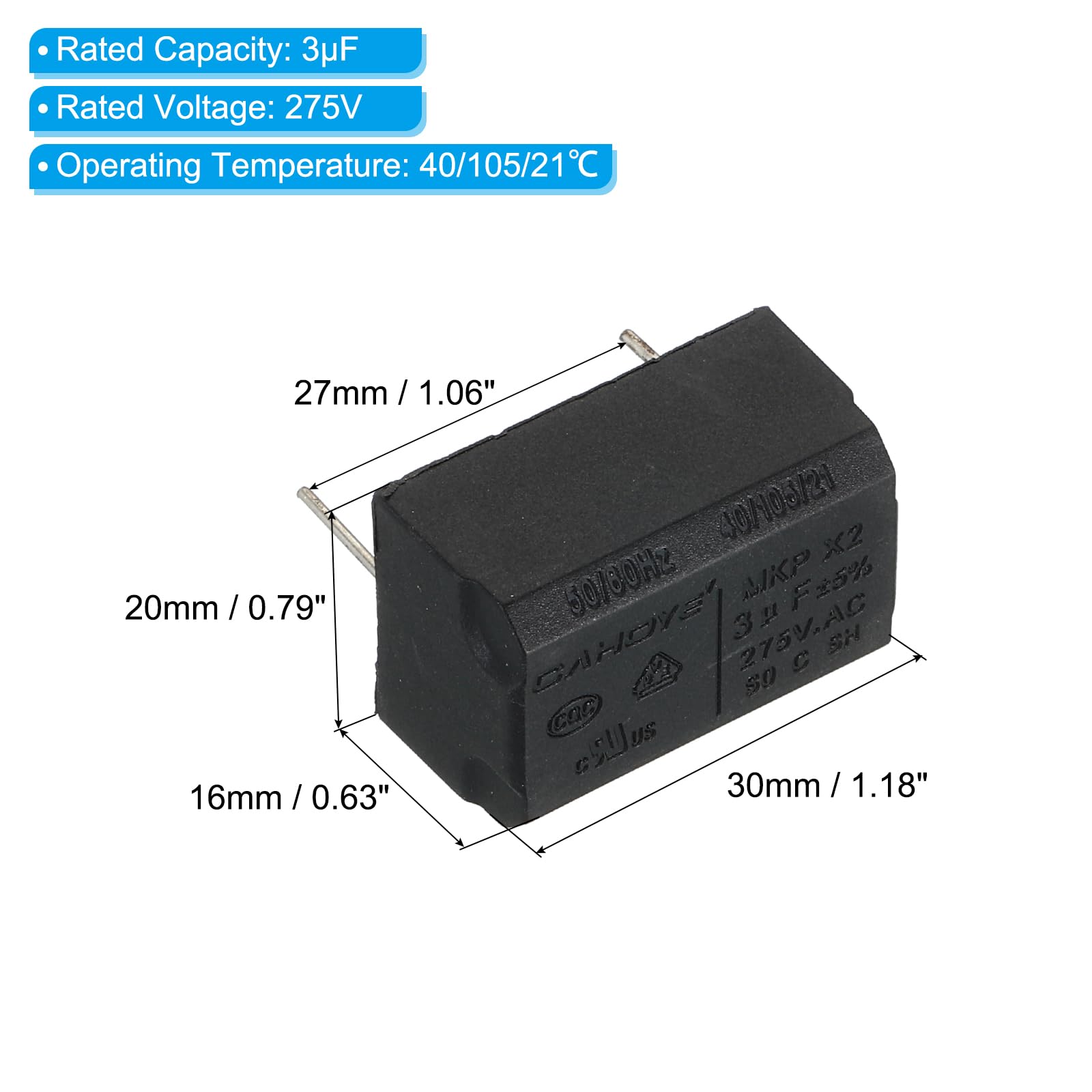 PATIKIL Induction Cooker Capacitor, 4 Pack 3uF AC 275V High Voltage Insulation Resistance Capacitor for Induction Cooker, Black