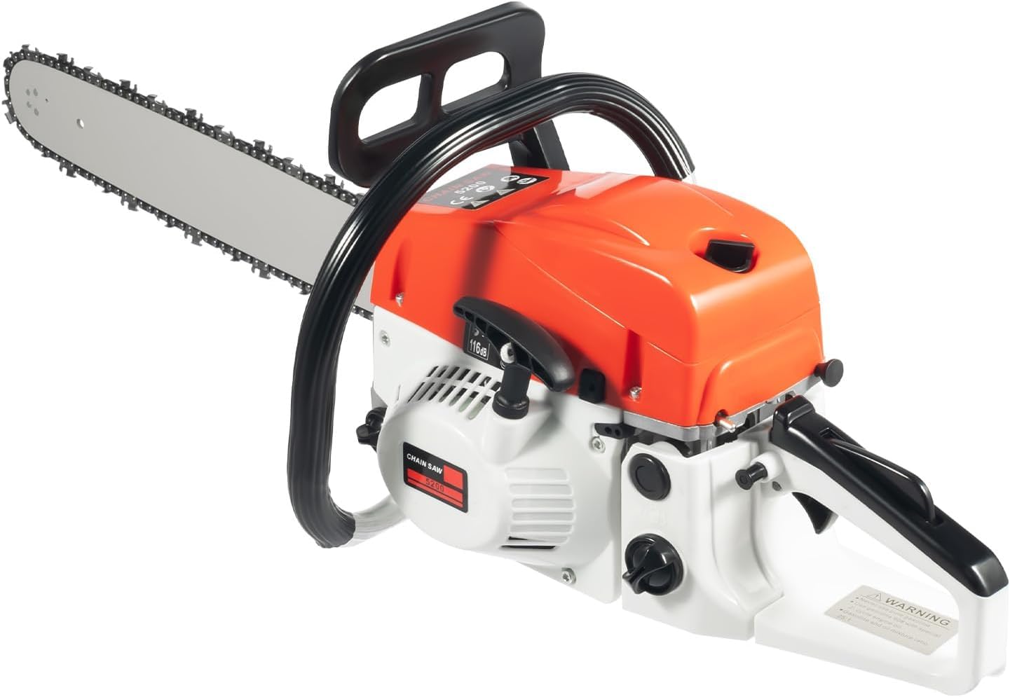 Motosierra de Gasolina 52cc 2 Tiempos de 20 Pulgadas - Potencia 2,0KW y 7500 RPM - Arranque Manual por Cuerda - para Cortar Leña, Poda de Árboles, Tala Forestal, Mantenimiento de Granjas y Jardines