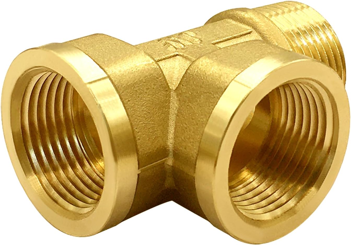 Joywayus Brass Pipe Fitting Barstock Tee 3 Way NPT 3/4" Female x 3/4" Female x 3/4" Male Hose Fitting
