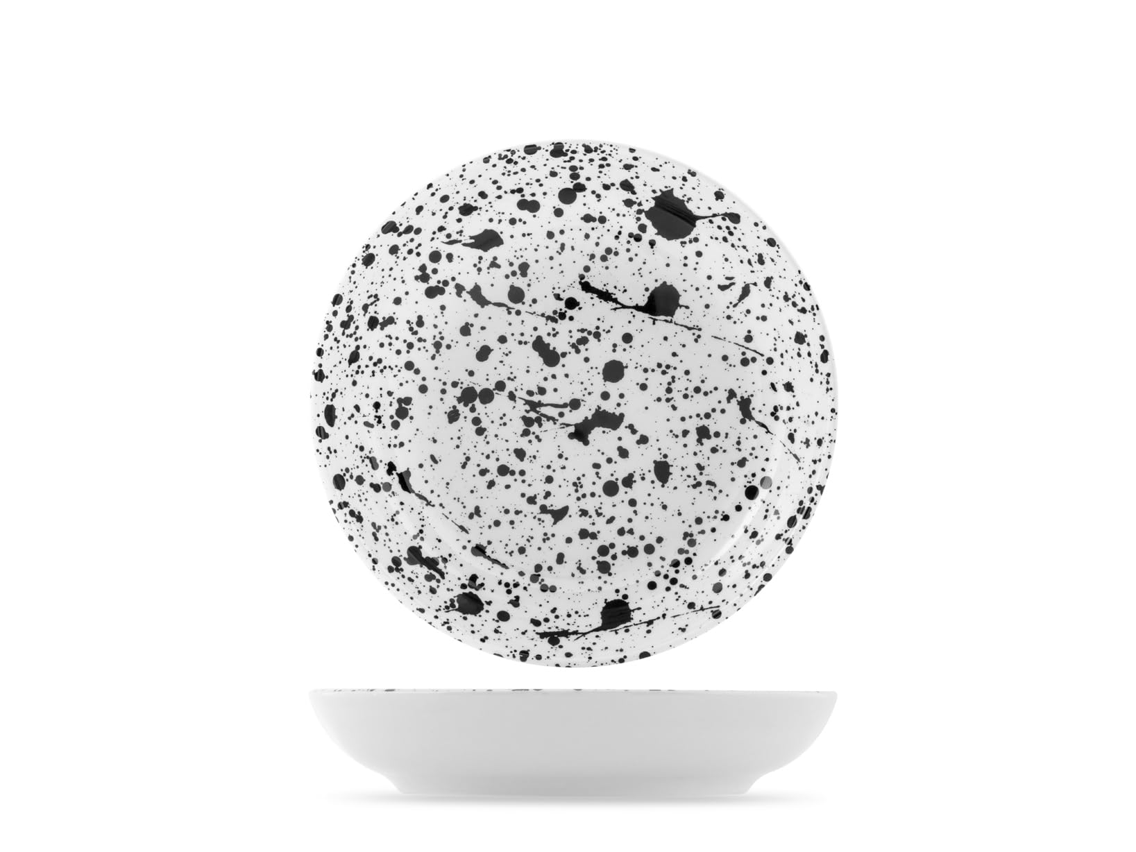 H&H, Service de table noir, lot de 18 pièces, assiettes avec design croquis blanc et noir, Stoneware, lavable au lave-vaisselle