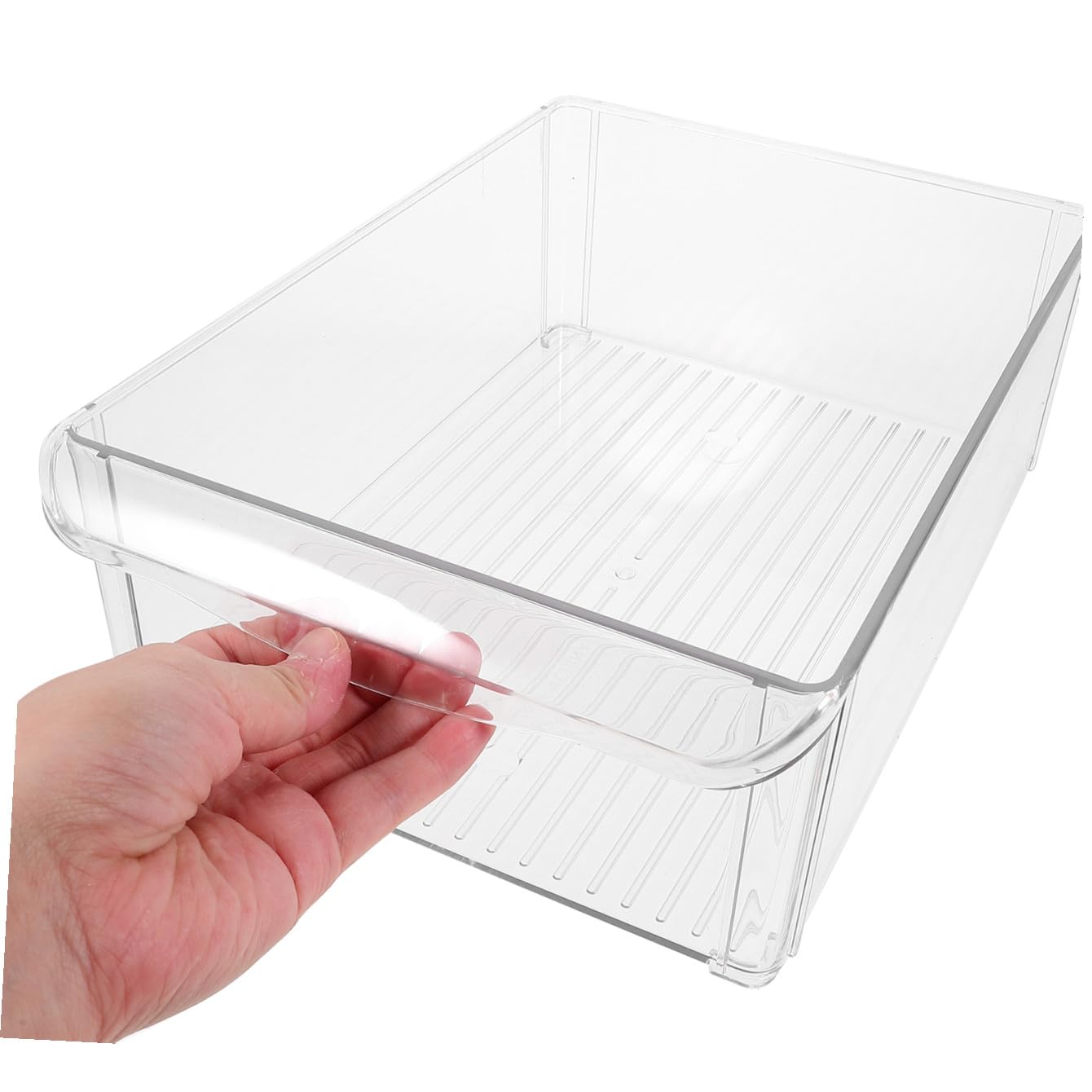 COLLBATH Caja Organizador Para Refrigerador Apilable Contenedor De Alimentos Tapa Material Seguro Diseño Transparente Adecuado Para Frutas y Verduras Uso Cocina 1 Unidad