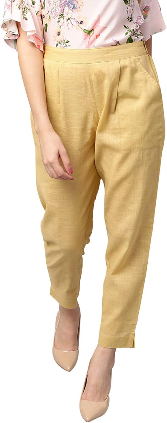 Jaipur KurtiWomen's Cotton Palazzo Bottom Beige_M
