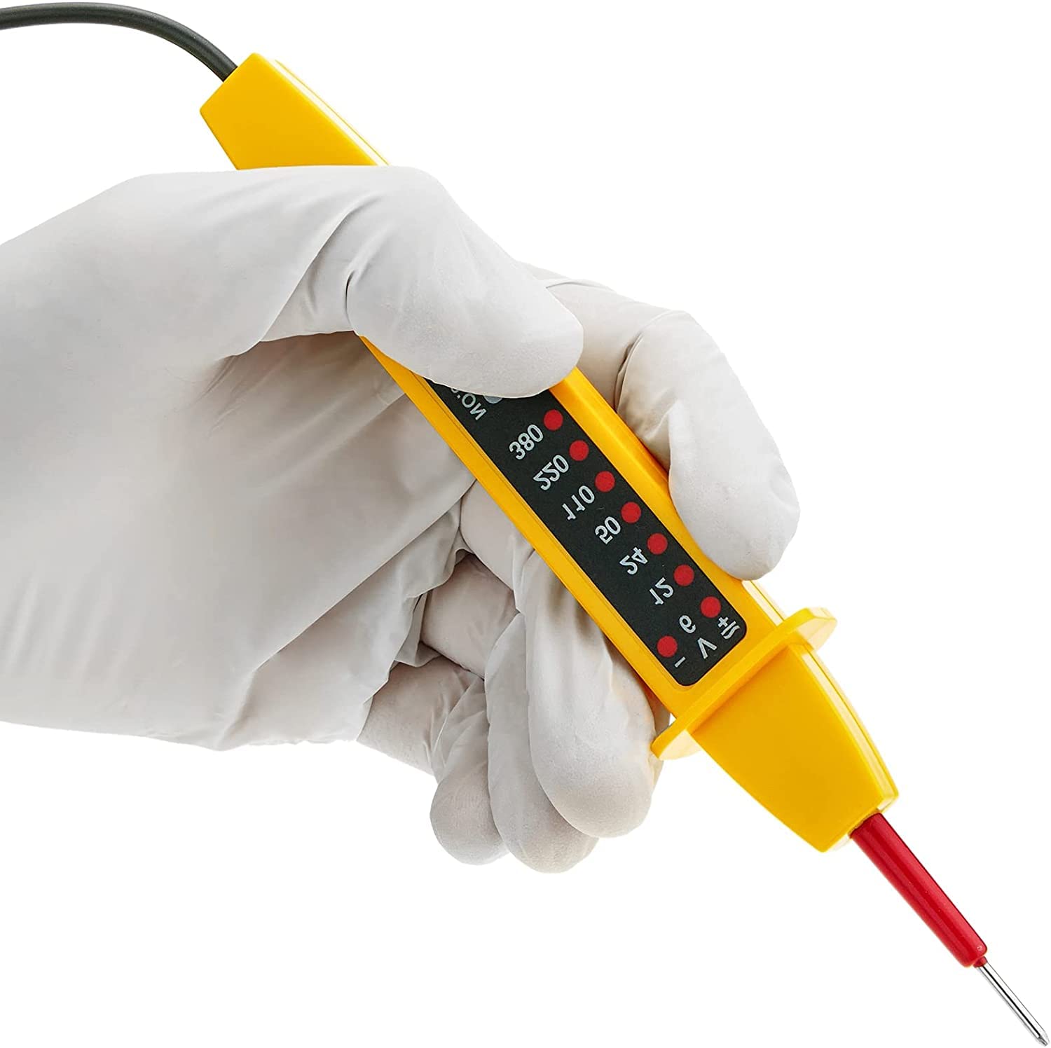 CABLEPELADO Comprobador tester de circuitos eléctricos | Comprobador de voltaje y tensión eléctrica | Comprobador eléctrico | Apto para voltaje CC y CA | Rango de voltaje: 6-380V | Cable 80 cm