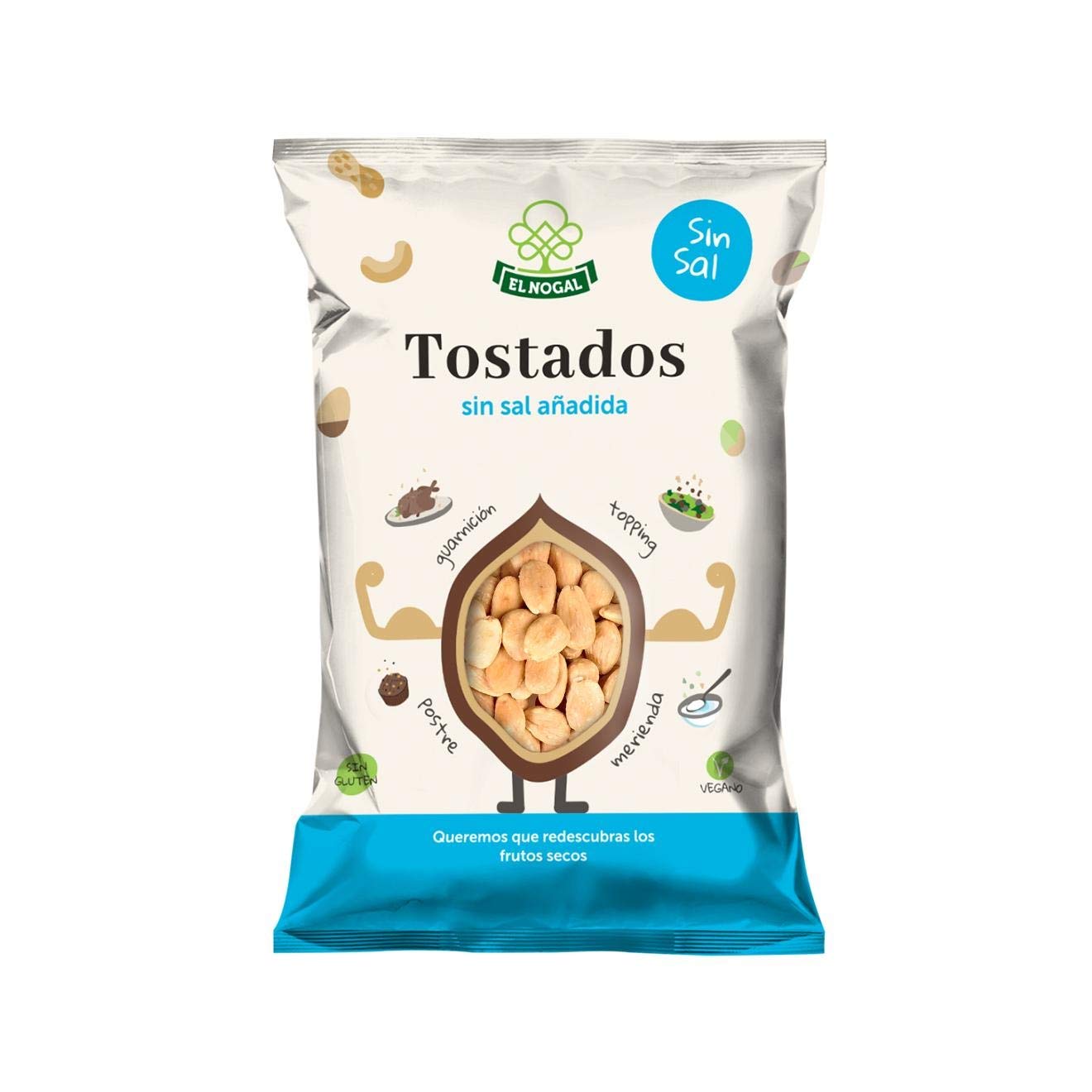 EL NOGAL Frutos Secos Almendra Repelada Tostada Sin Sal Bolsa, 100 g