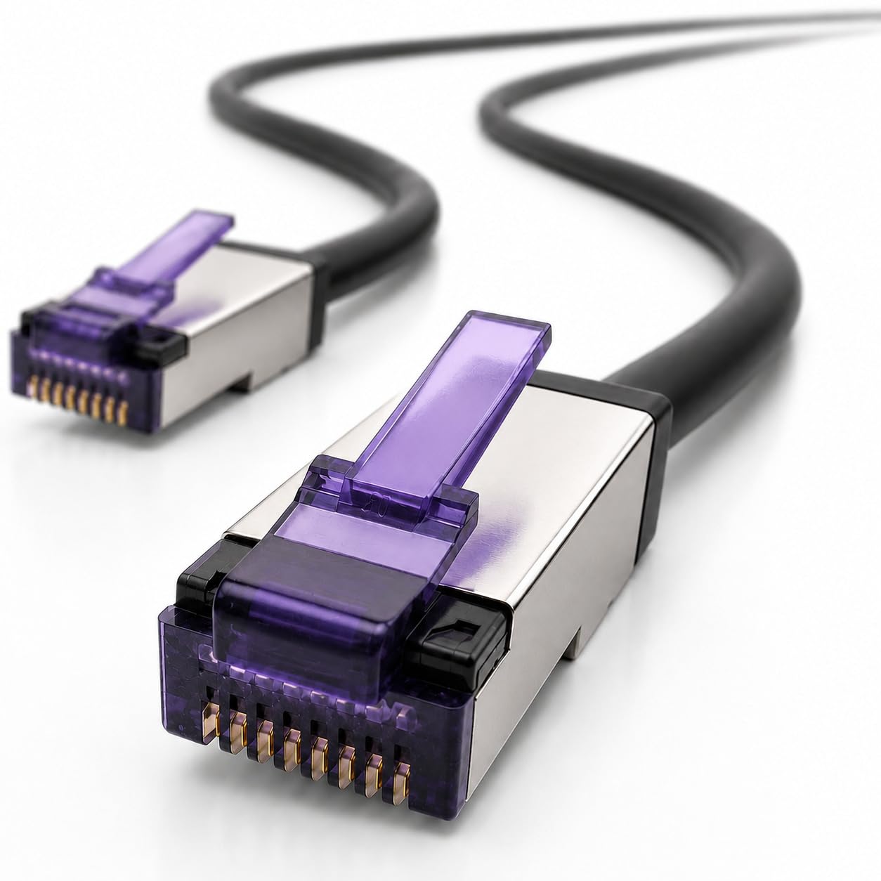 1aTTack.de - 2m - 1 Stück CAT6a Netzwerkkabel RJ45 LAN Kabel Ethernet Patchkabel S/FTP PiMFbit/s 500 MHz Superflex Soft-PVC Gigabit kompatibel Cat7 Cat6 Cat5e schwarz