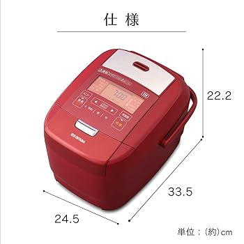 Amazon | アイリスオーヤマ 炊飯器 IH式 3合 メタリックレッド