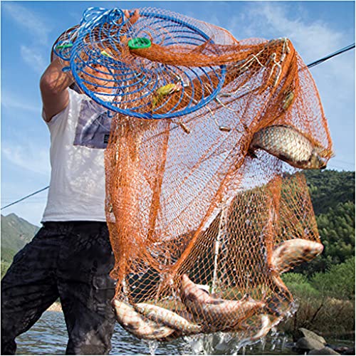 XCLOHAS Magic American Fishing Cast Net with Ring 7/8/9/10/12ft Radius Easy Throw Casting Net for Bait Fishes Freshwater Saltwater Fishing Tools (Lead Sinker Net with Bag, 12ft Radius) - Thumbnail 3