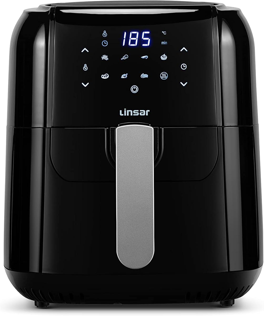 Linsar - 5.5 L Air Fryer - Digital Air Fryer - XL 6-Qt Family Size - One-Touch Digital Control Presets, Broil, Roast - Bake, Nonstick Dishwasher-Safe Parts - Automatic Shutoff