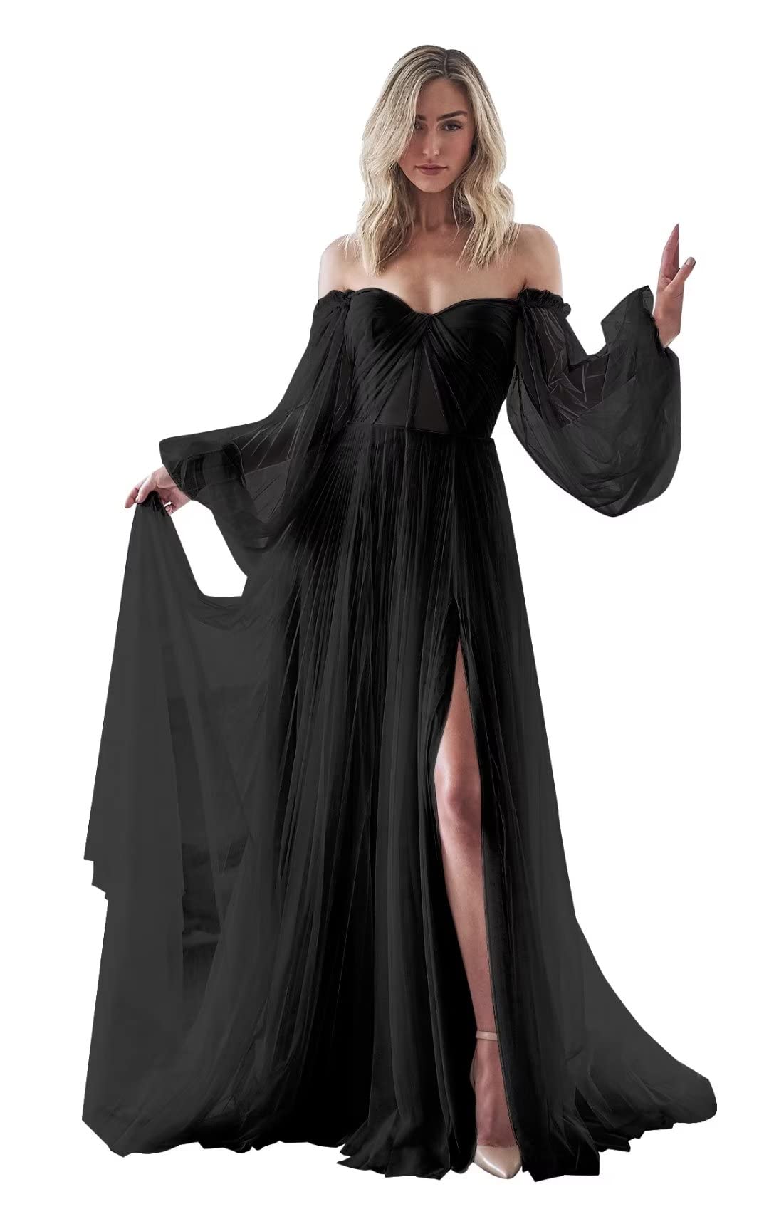 homdorLong Sleeve Wedding Dress Plus Size Prom Dress 2024 Tulle Ball Gown Princess Formal Evening Gowns for Women