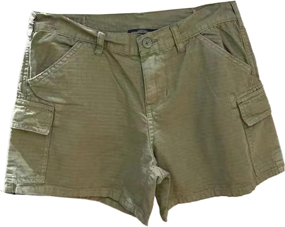 Vintage Women's Shorts Summer Straight Low Waist Short Cargo Pant Casual Streetwear Punk Retro Pants Woman Bottom
