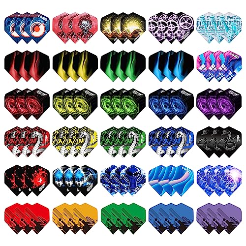 CyeeLife Standard Dart Flights 30 Sets 90 Pcs Durable PET Replacement Feather Tail Wing for Steel Tip and Soft Tip Darts - Perfect Accessories Equipment Supplies for Dart Games