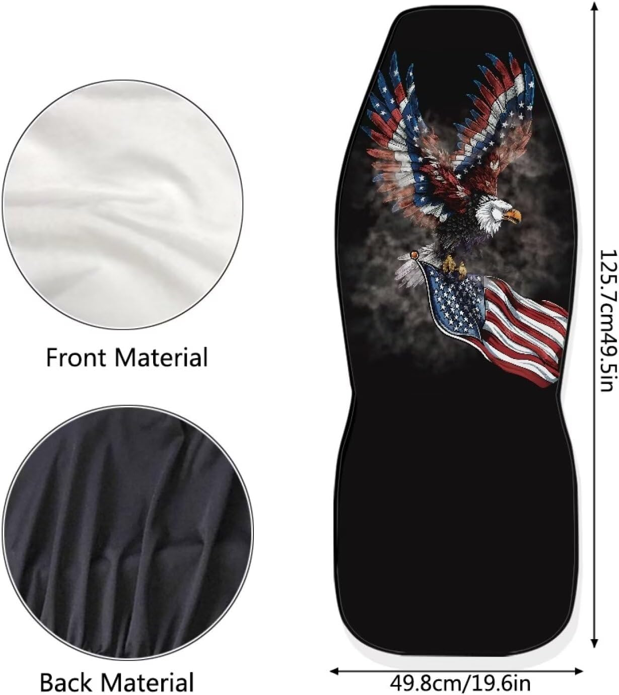 American Flag Eagle Seat Covers Car Accessories Universal Fit Bucket Seats Covers for SUV Truck Vans Sedans Front Seat Only Seat Protector Washable Polyester Seat Cushion