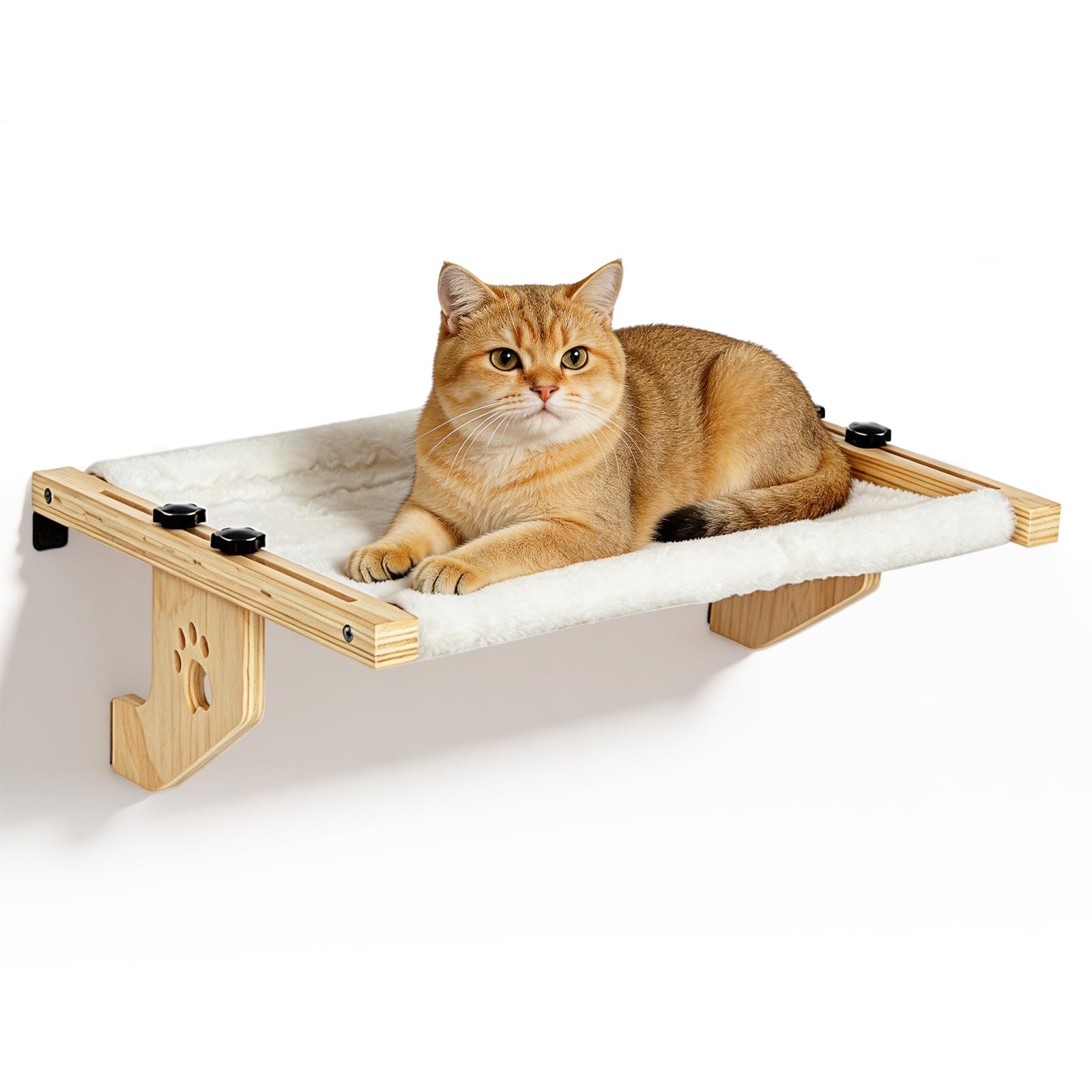 Heizungsliege Hängende Katzenhängematte, Katzen Fensterliege Holz Katzenbett Hängen Balkon Katzenbett Heizungsliege Katzen Katzenliege zum Schlafen 50.5 x 38 x 16.5 cm Halten 15kg