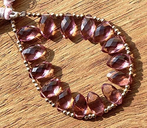 Quartz rose briolette 14x7mm perles percées pour montage bijoux sans casse