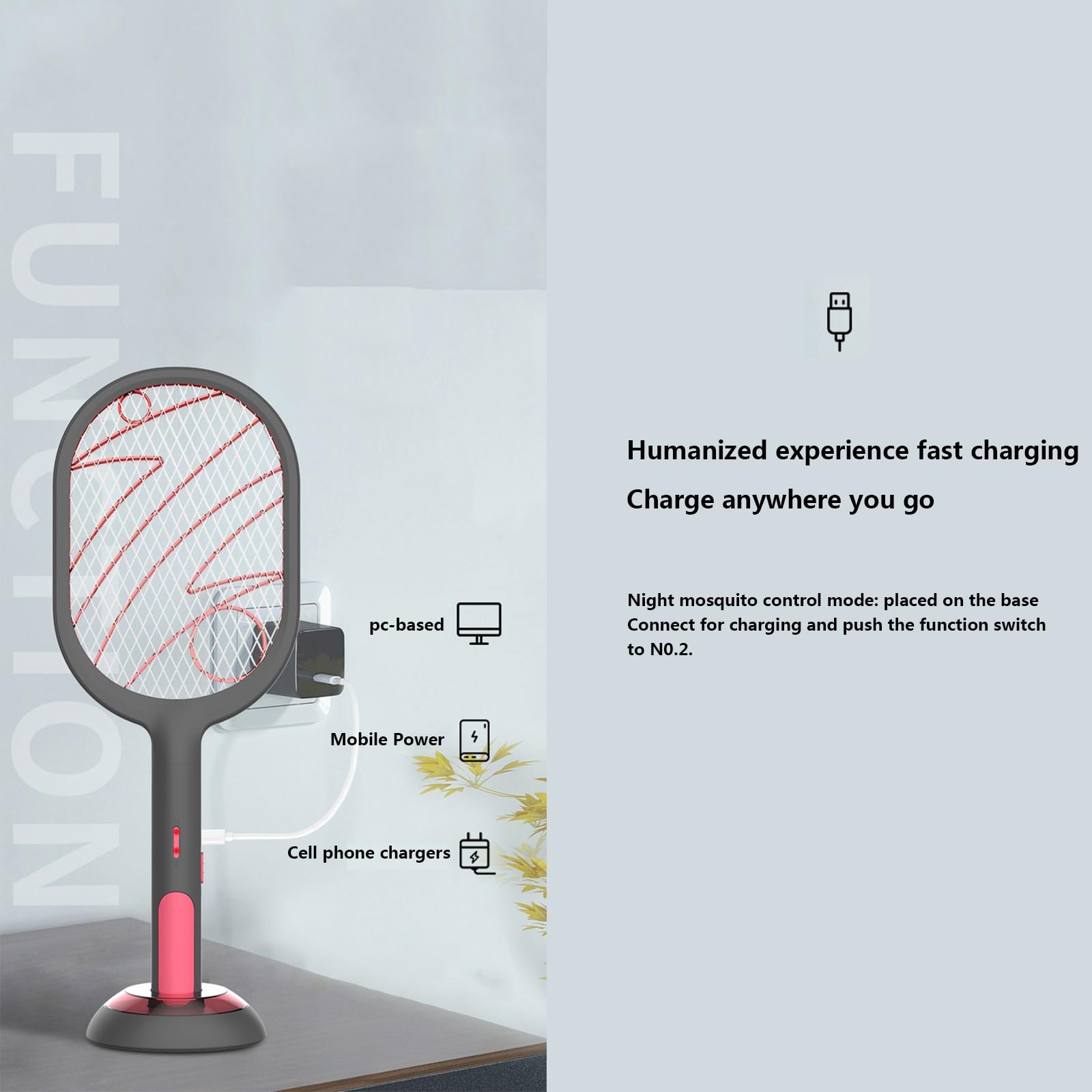 USB Charging Elettrico Zanzara Swatter con Luce UV Killer Elettrico Della Mosca 2 in 1 LED Zanzara Insetto Killer per il Campeggio, la Casa, il Cortile, la Cucina(Color:Weiß)