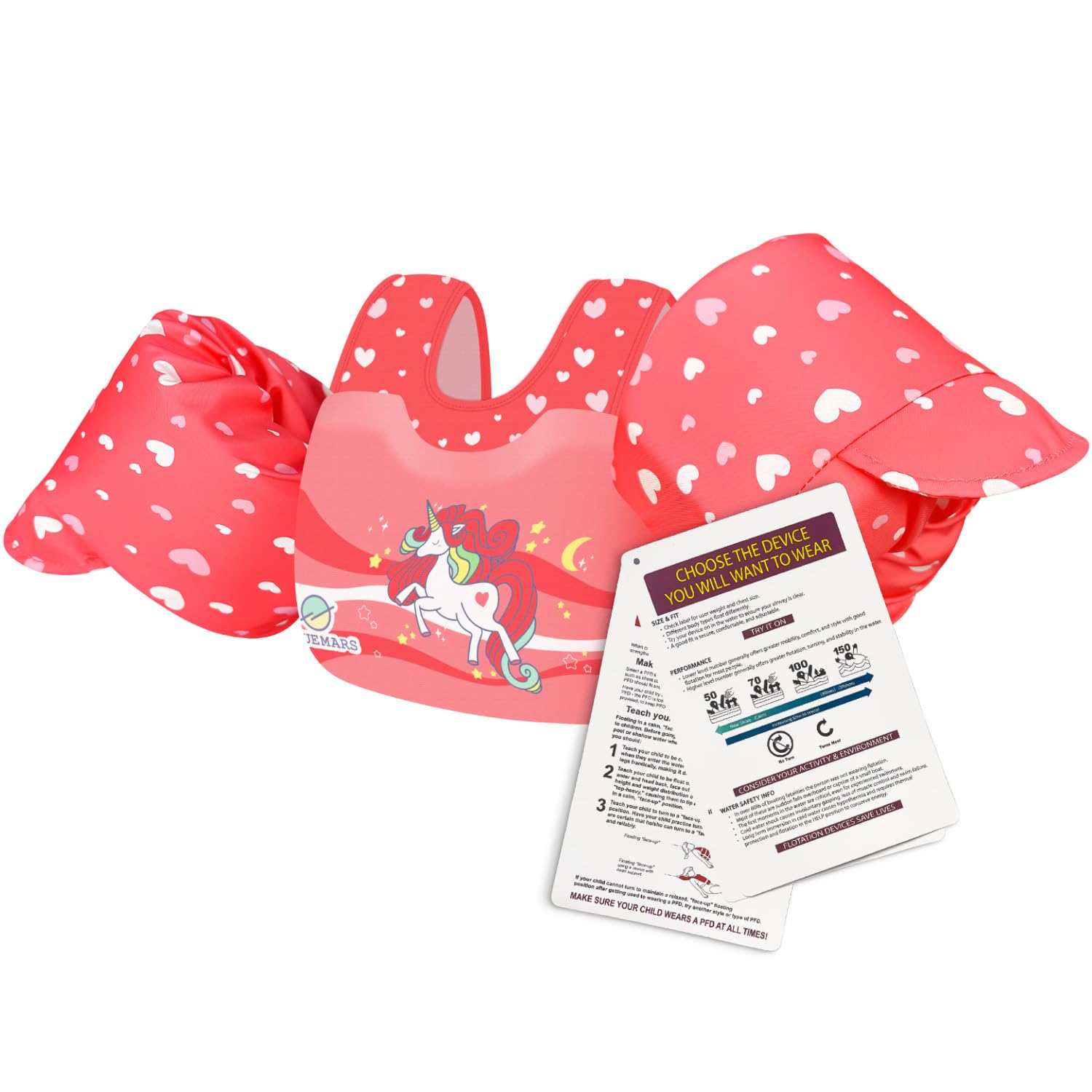 BLUEMARS USCG Toddler Life Jacket Swim Vest for Age 1/2/3/4/5/6 Years Old, Coast Guard Approved Toddler Floaties for Pool Swimming,Boating, Kids Arm Water Wings for Children 30-50 lbs