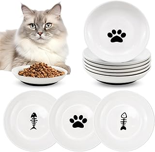 GMMG Ceramic Cat Feeding Bowl, Set of 6, Cat Bowl, Flat Cat Bowl, Cat Bowl Set, Cat Food Bowl, Cat Bowl product image