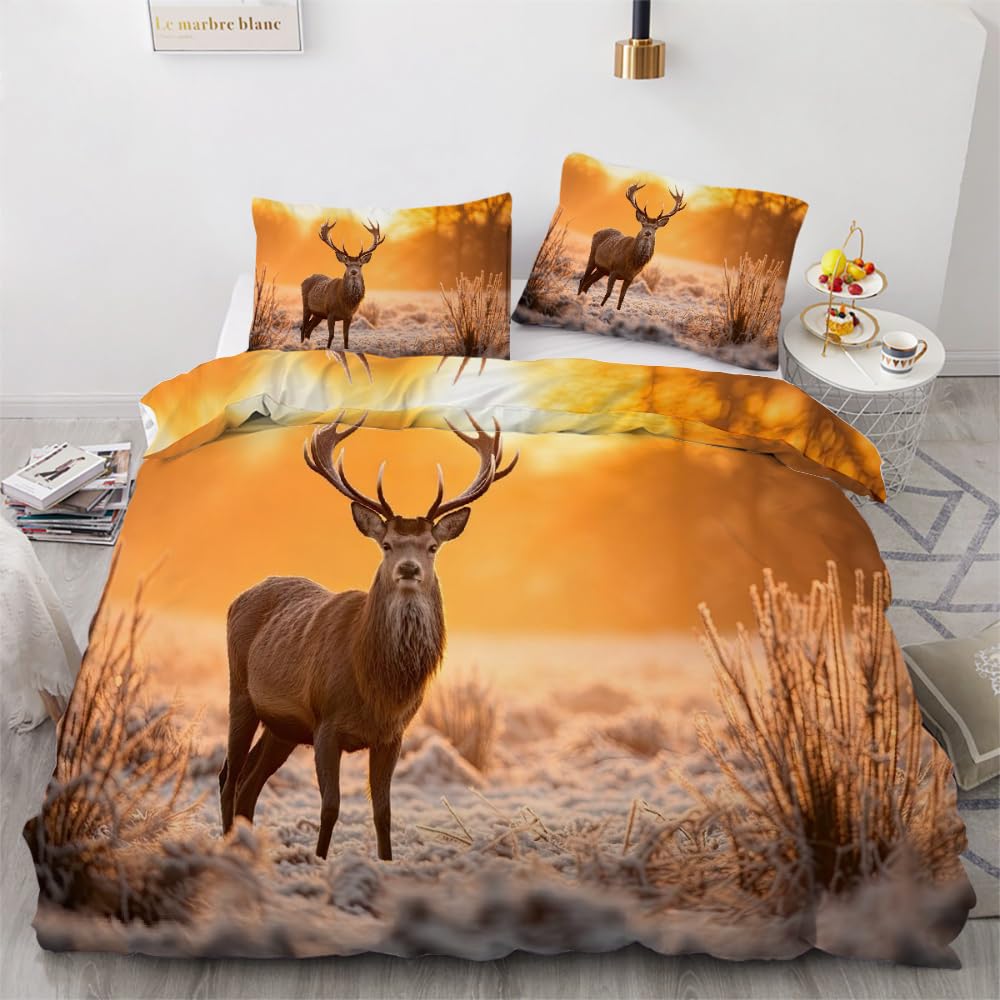 Housse de couette 140x200 cm motif coucher de soleil animaux pour ados et enfants