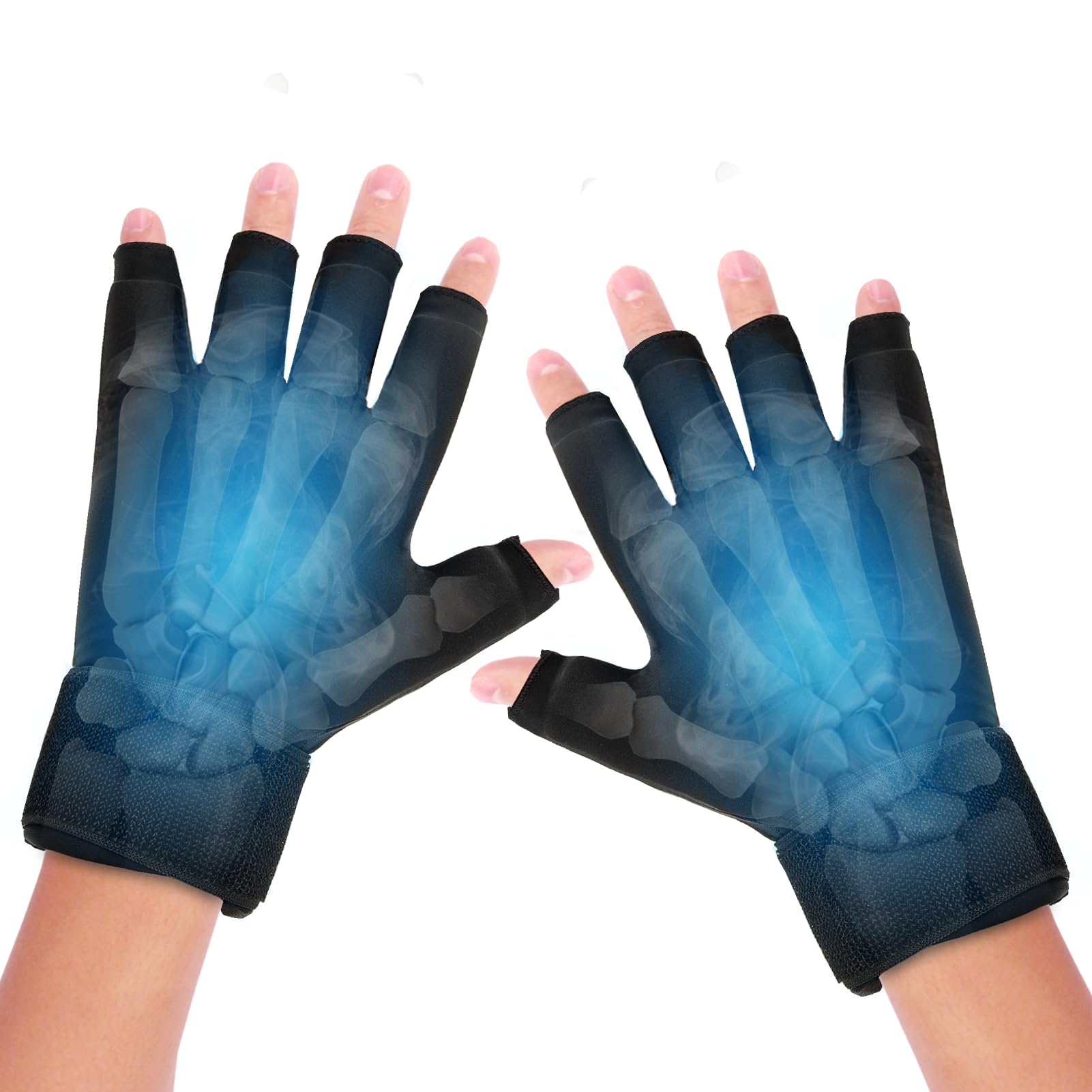 JFHNMLW 2pcs Finger Arthritis Compression Hand Ice Pack Gloves for Pain Relief, Adjustable Wrist Ice Pack for Hot & Cold Therapies, Reusable Finger