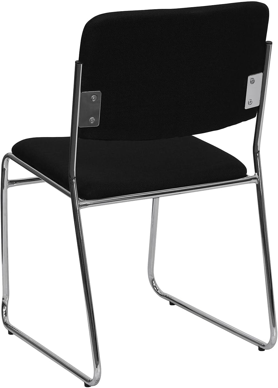Flash Furniture 5 Pack HERCULES Series 500 lb. Capacity Black Fabric High Density Stacking Chair with Chrome Sled Base