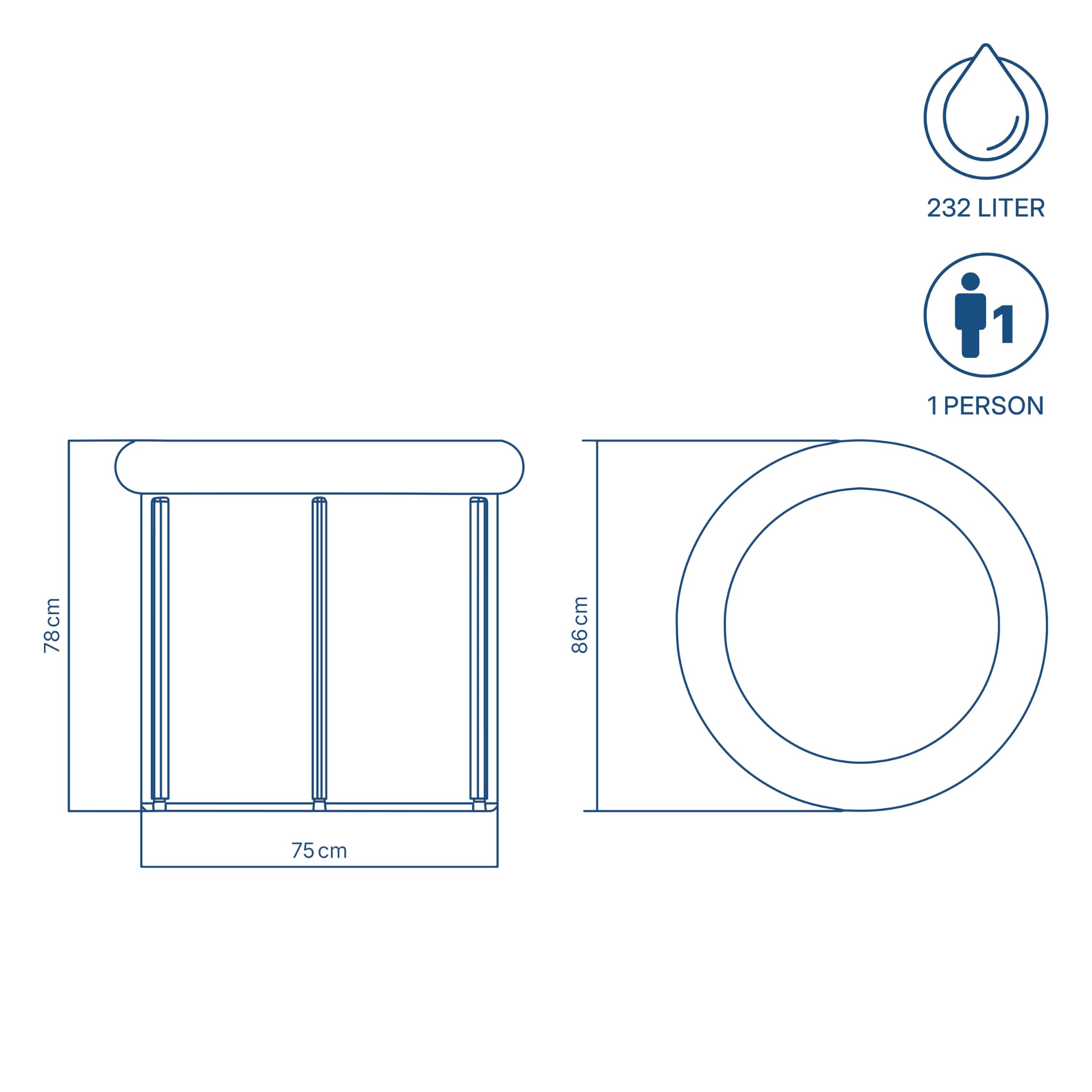 Bestway Lay-Z-Spa Eisbad Glacial Zen mit Filterpumpe Ø 86 x 75 cm rund - Kältebad für Regeneration, 230 L, TriTech Wände, Polar-Shield, Abdeckplane & Kartusche, Eisbad fürs Home Gym und Garten