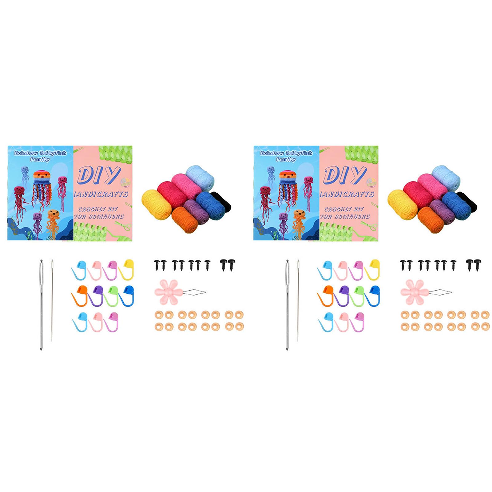 sodeber Jellyfish Crochet Kits for Beginners, Starter with Yarn, Hook, Needle, Knitting Marker, Eyes Beginners Craft Set