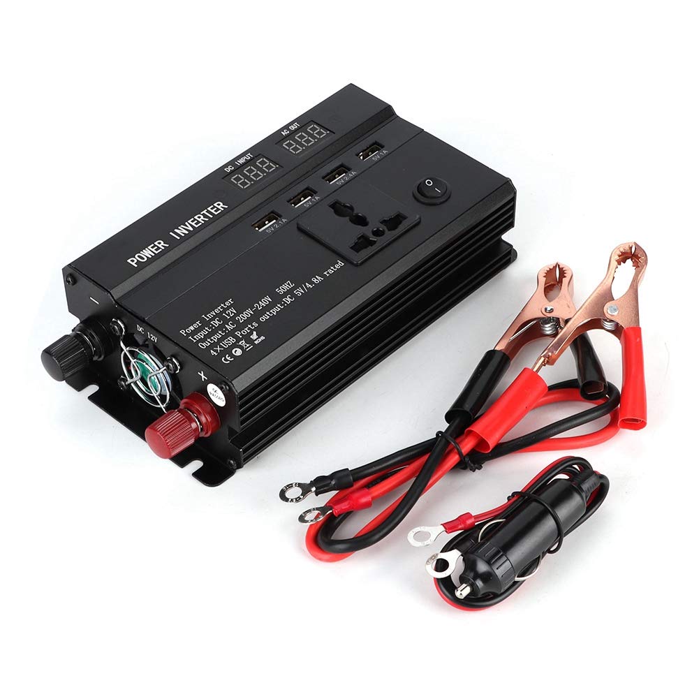Onduleur de Voiture Aramox, Convertisseur D'onduleur de Voiture 3000W 12V à 220V avec écran LCD Ports Allume-Cigare