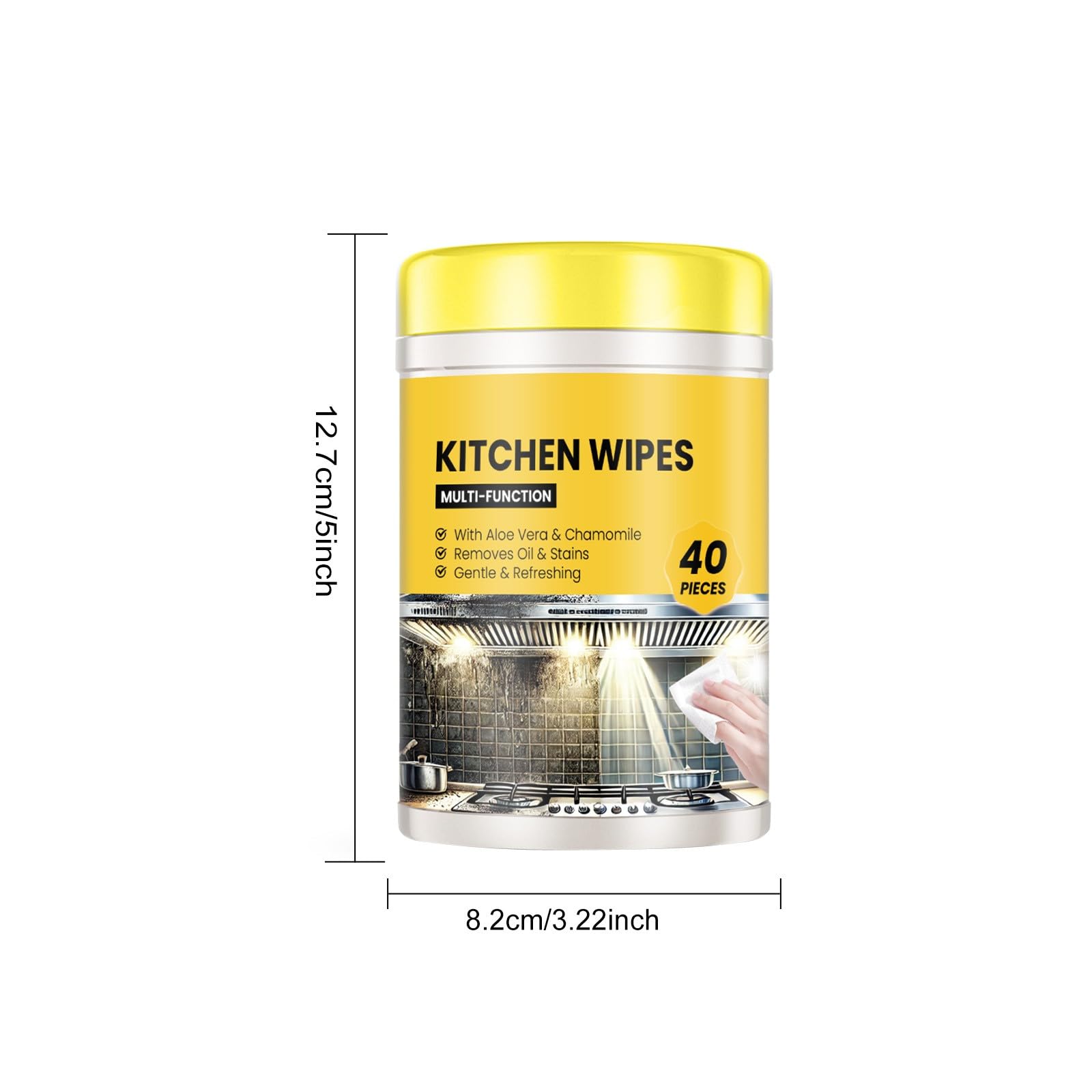 Toallitas húmedas de cocina, fuerte poder de limpieza para manchas de grasa, acción rápida, suave en el diseño ecológico desechable, paquete grande para uso diario DkY661 (amarillo, 12,7 x 8,2 x 8,2