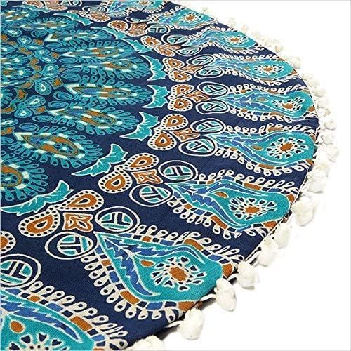 Radhykrishnafashions Federa per cuscino da pavimento indiana, 81,3 cm, grande, stile hippie, mandala, rotonda, bohémien, per yoga, decorazione da pavimento, colore: viola