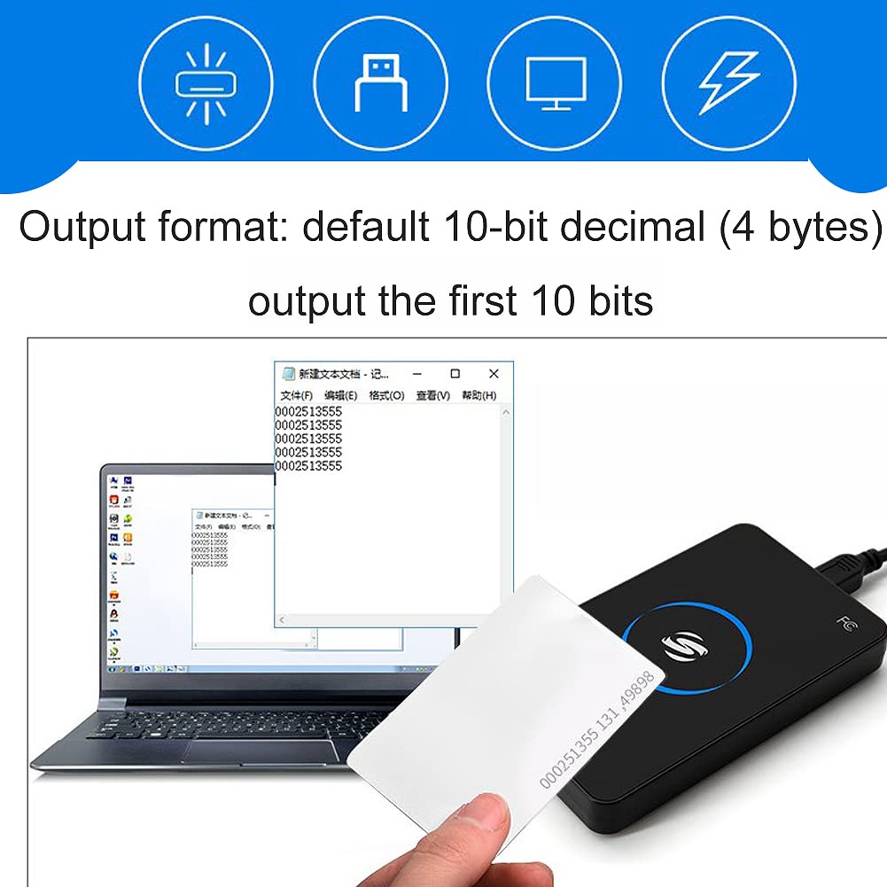 Lector RFID para ISO 14443A S50 S70, Lector de Tarjetas sin Contacto Lector de Tarjetas con Puerto USB, Distancia de Lectura de hasta 80 mm, Lector de Tarjetas Compatible con Windows Linux Android