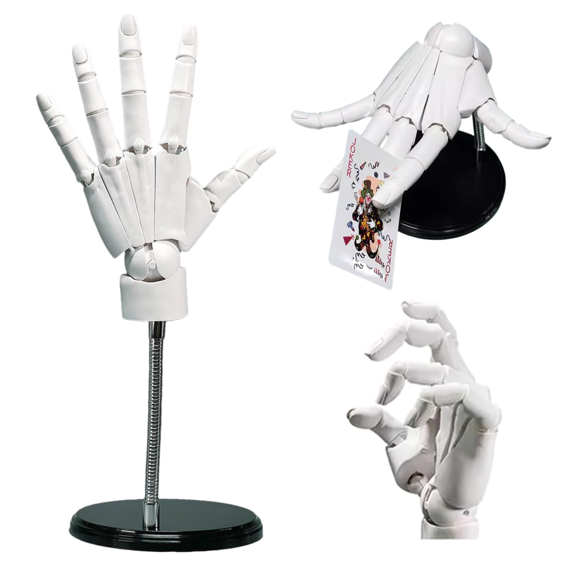 Main de mannequin, main articulée 1:1, modèle gauche de 8 x 14 pouces avec joint et base mobiles, modèle en PVC convivial pour le dessin, la peinture, l'esquisse, blanc