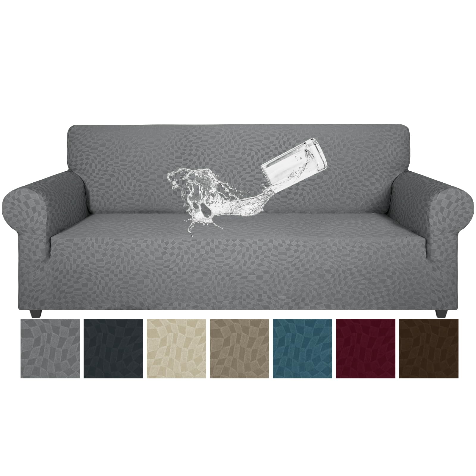 CHELZEN Latest Water Repellent Sofa Covers 3 Seater Super Stretch Couch Cover for Dogs Pets Non-Slip Sofa Slipcover Furniture Protector for Living Room (Light Gray, 3 Seater)