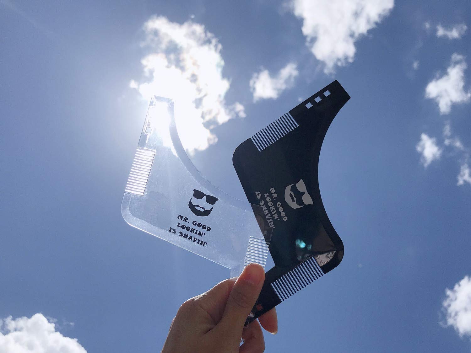 2 Pack Mr.Good Lookin' Is Shavin' Beard Shaper Comb-Funny Beard Shaping Template for Men Anniversary Birthday Gift for Father Boyfriend,with Gift Bag