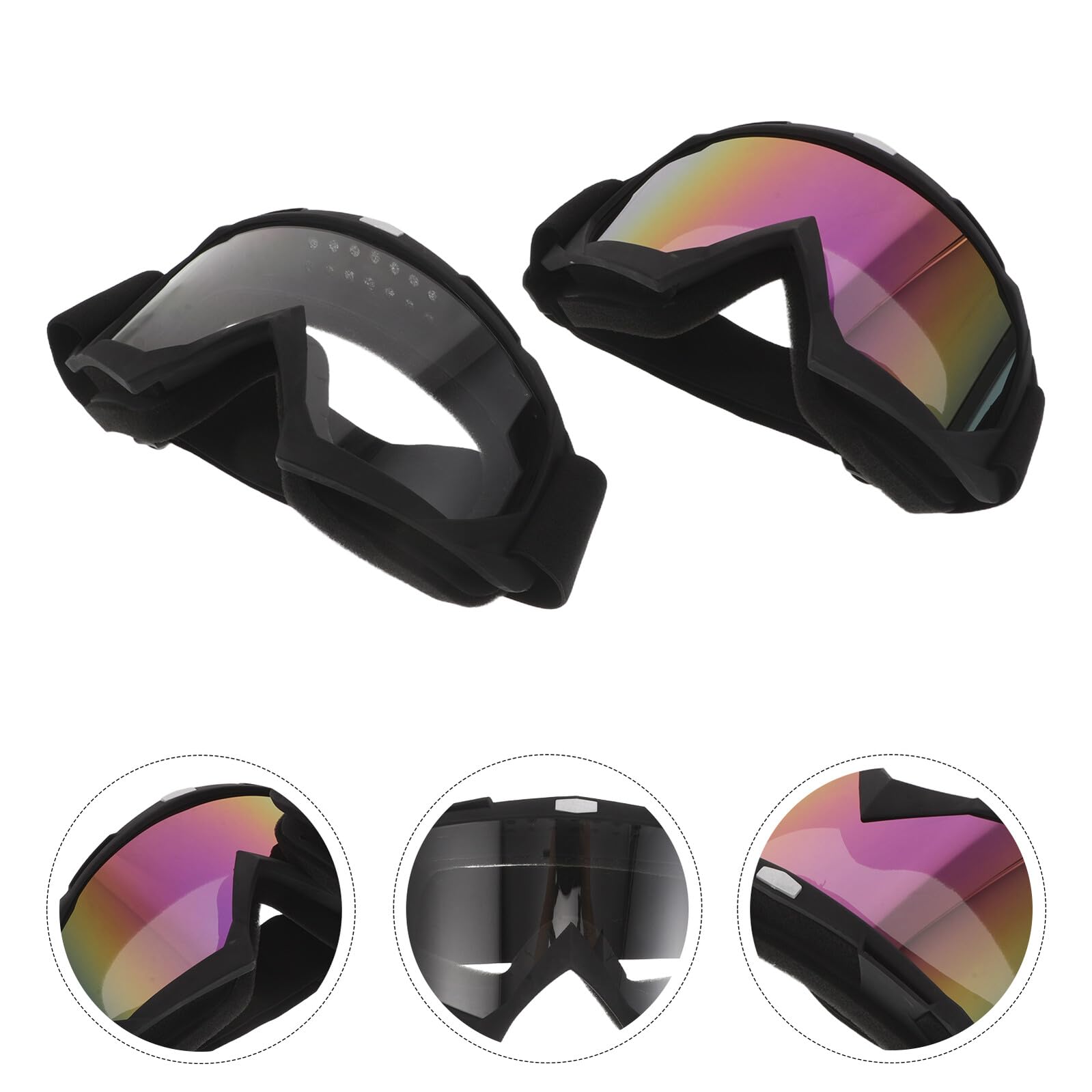 2 Pezzi Occhiali Moto Vintage da Cross Protezione Anti-vento e Polvere Lenti Trasparenti e Sfumate Regolabili per Uomo Donna Compatibili con Caschi Off-road e Atv