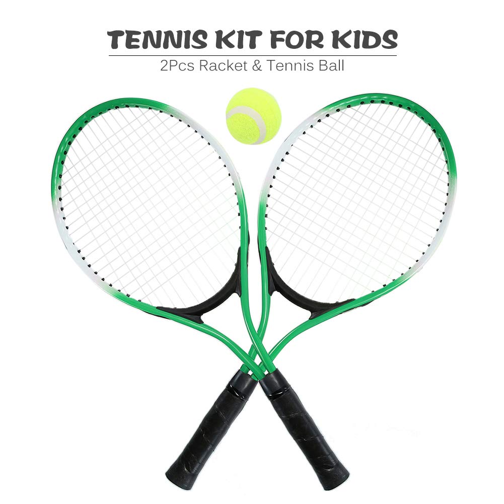 N/H Set of 2 Teenager's Tennis Racket with Free Ball for Training Tennis Carbon Fiber Top Steel Material Tennis String