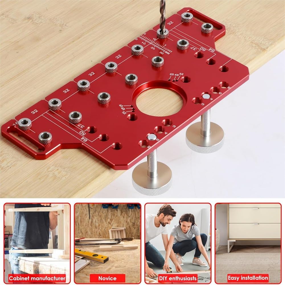 Shelf Pin Hole Jig and Hinge Clamp Two-in-One, Hinge Positioning Jig, Hinge Hole Drill Guide Locator for Woodworking