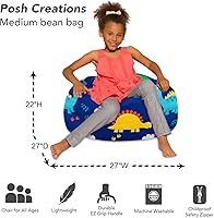 Vista 373 de Posh Creations - Puff para niños, adolescentes y adultos, incluye funda extraíble y lavable a máquina, tamaño grande de 38 pulgadas, lona con diseño