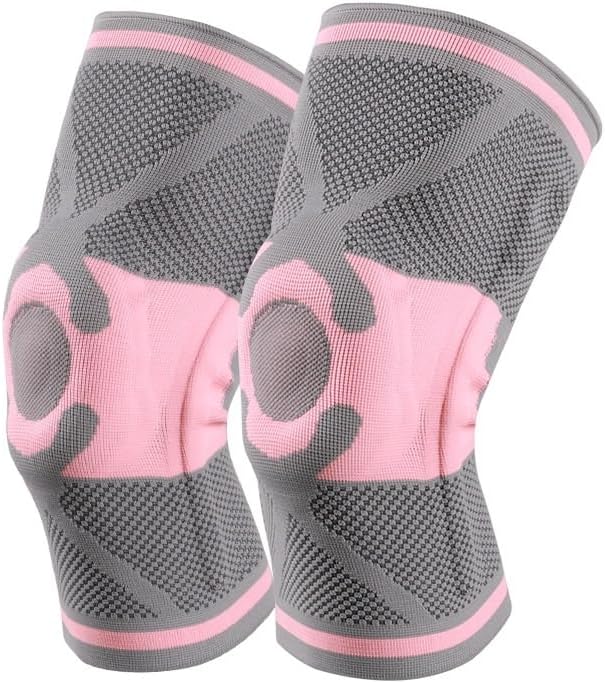Exercise, Protection Spring Strip Support Silicone Anti-Collision Sports Knee Pads with Breathable Pressure Protection for Fitness, Cycling, Running, Playing Football
