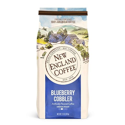 New England Coffee Blueberry Cobbler Medium Roast Ground Coffee, 11oz Bag (Pack of 3) - Blueberry Cobbler - 11 Ounce (Pack of 3)