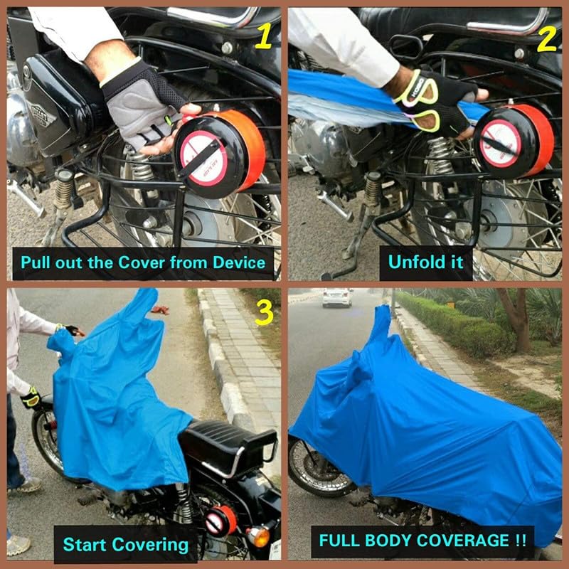 Image of BIKEBLAZER Semi-Automatic Full Body Bike Covers - Heavy Duty Device | Water Resistant | UV Safe | 100% Dust Proof | Anti-Theft & Scratch Proof Covers, Compatible with All Triumph Motorcycles an