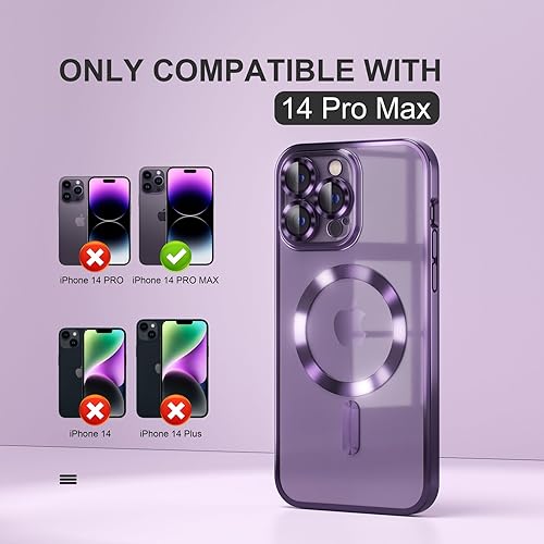 Miniatura 2 de Misea Funda magnética transparente para iPhone 14 Pro Max compatible con MagSafe Nunca amarilla Protección contra caídas de grado militar Protector