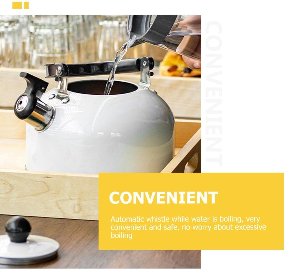 ABOOFAN Whistle Kettle Heating Tea Kettle Stovetop Stainless Steel Tea Pot for Boiling Water Coffee or Milk White